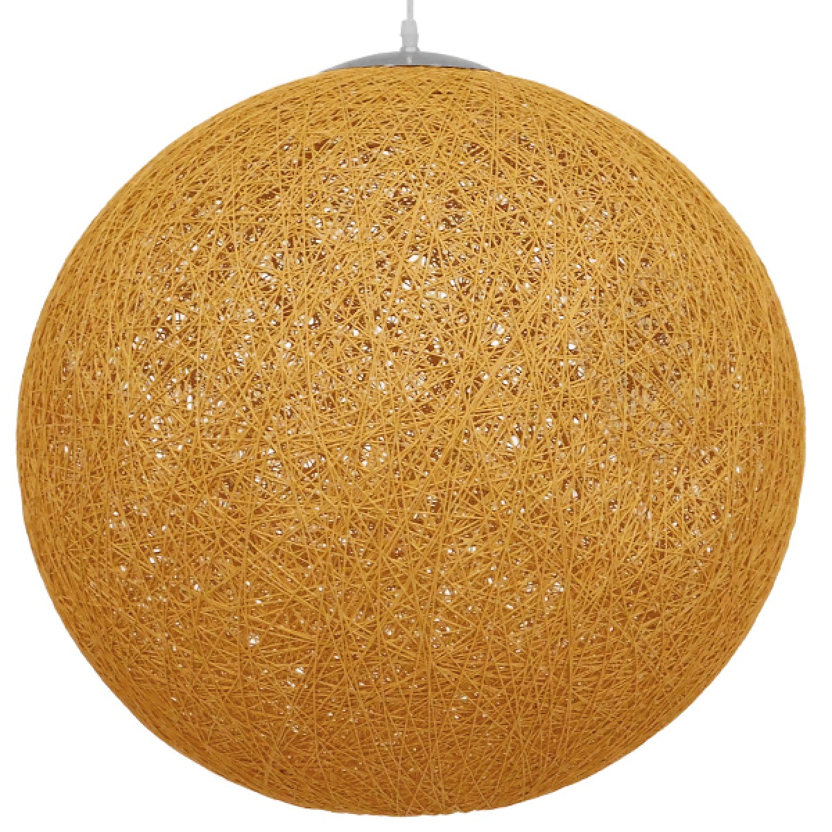 GloboStar® OCEANA 01361 Vintage Κρεμαστό Φωτιστικό Μπάλα Μονόφωτο 1 x E27 IP20 Μπεζ & Χρυσό Σχοινί - Μ60 x Π60 x Υ60cm
