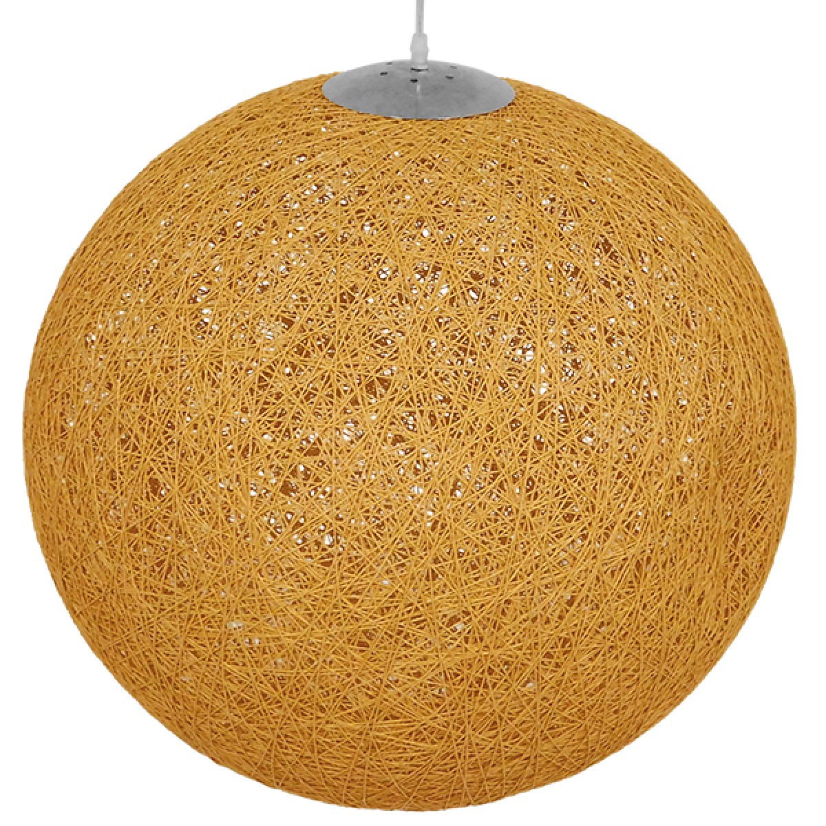 GloboStar® OCEANA 01361 Vintage Κρεμαστό Φωτιστικό Μπάλα Μονόφωτο 1 x E27 IP20 Μπεζ & Χρυσό Σχοινί - Μ60 x Π60 x Υ60cm