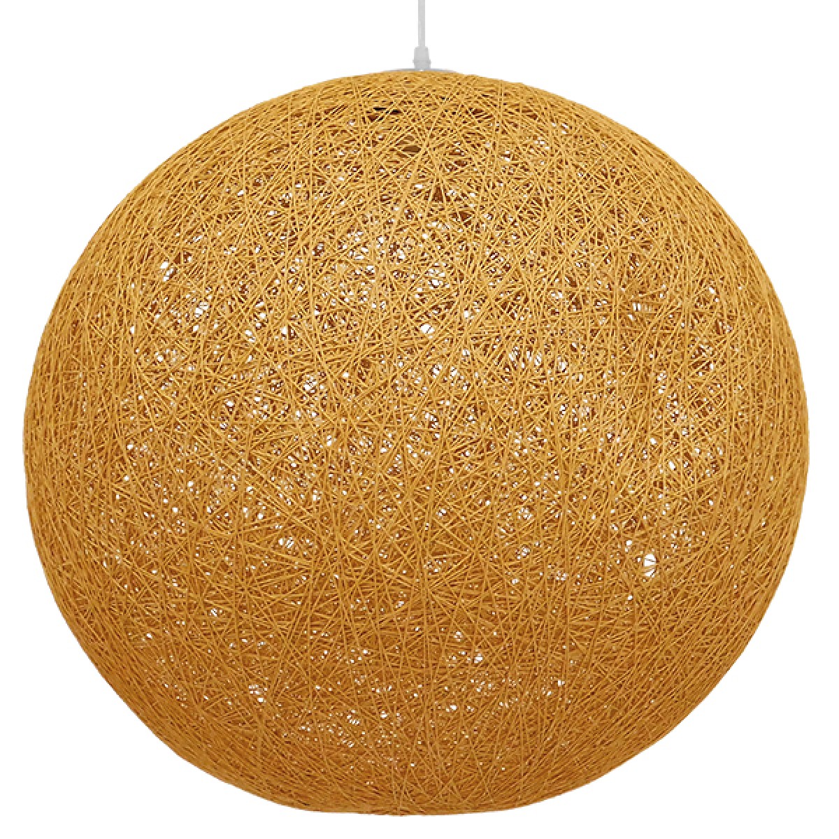 GloboStar® OCEANA 01361 Vintage Κρεμαστό Φωτιστικό Μπάλα Μονόφωτο 1 x E27 IP20 Μπεζ & Χρυσό Σχοινί - Μ60 x Π60 x Υ60cm