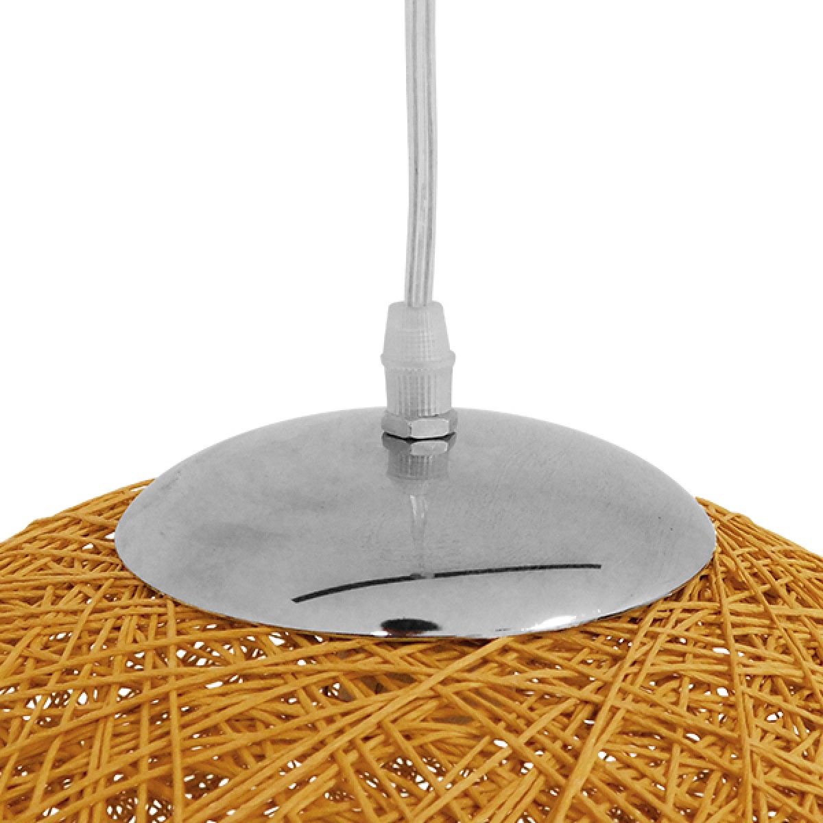 GloboStar® OCEANA 01361 Vintage Κρεμαστό Φωτιστικό Μπάλα Μονόφωτο 1 x E27 IP20 Μπεζ & Χρυσό Σχοινί - Μ60 x Π60 x Υ60cm