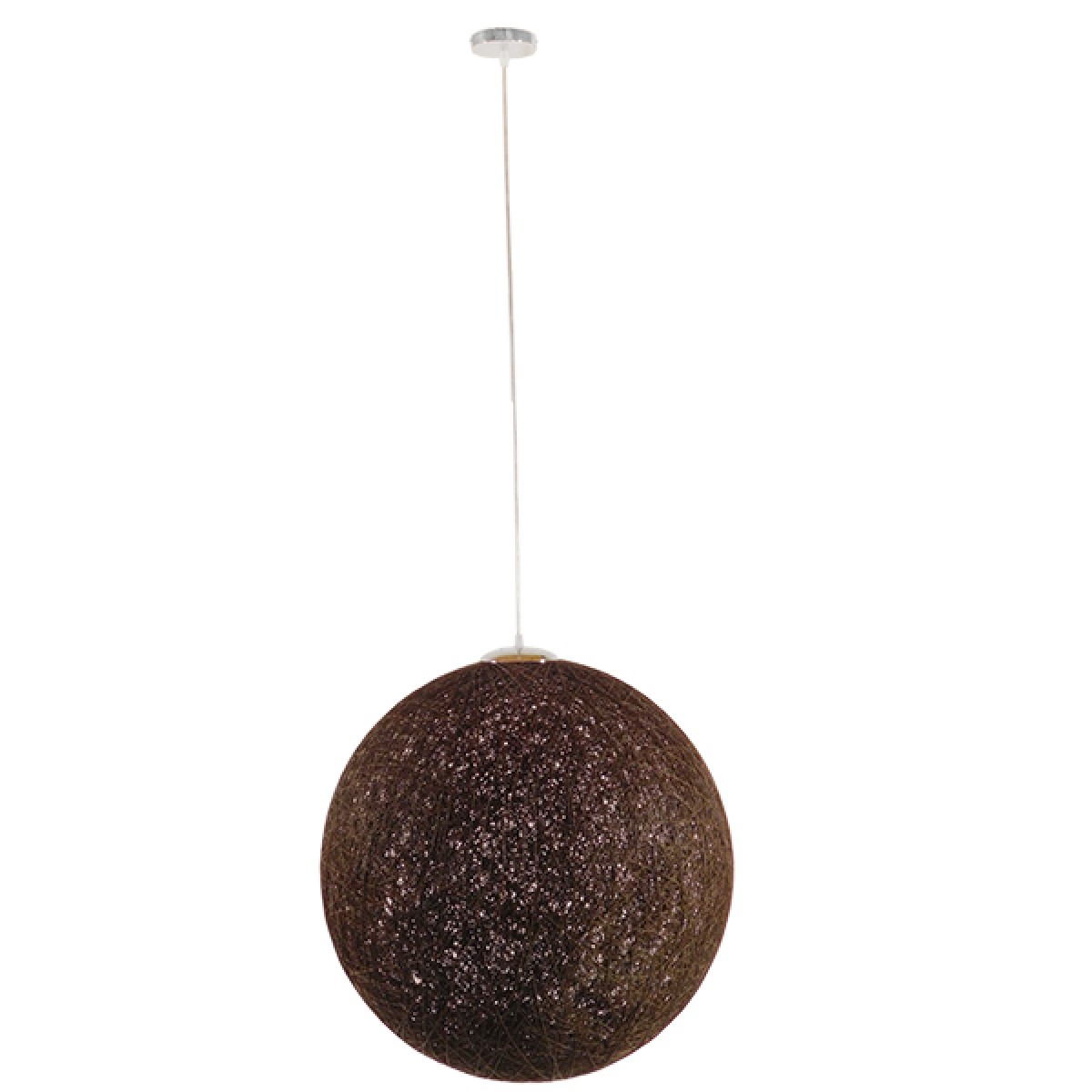 GloboStar® OCEANA 01362 Vintage Κρεμαστό Φωτιστικό Μπάλα Μονόφωτο 1 x E27 IP20 Καφέ Σχοινί - Μ60 x Π60 x Υ60cm