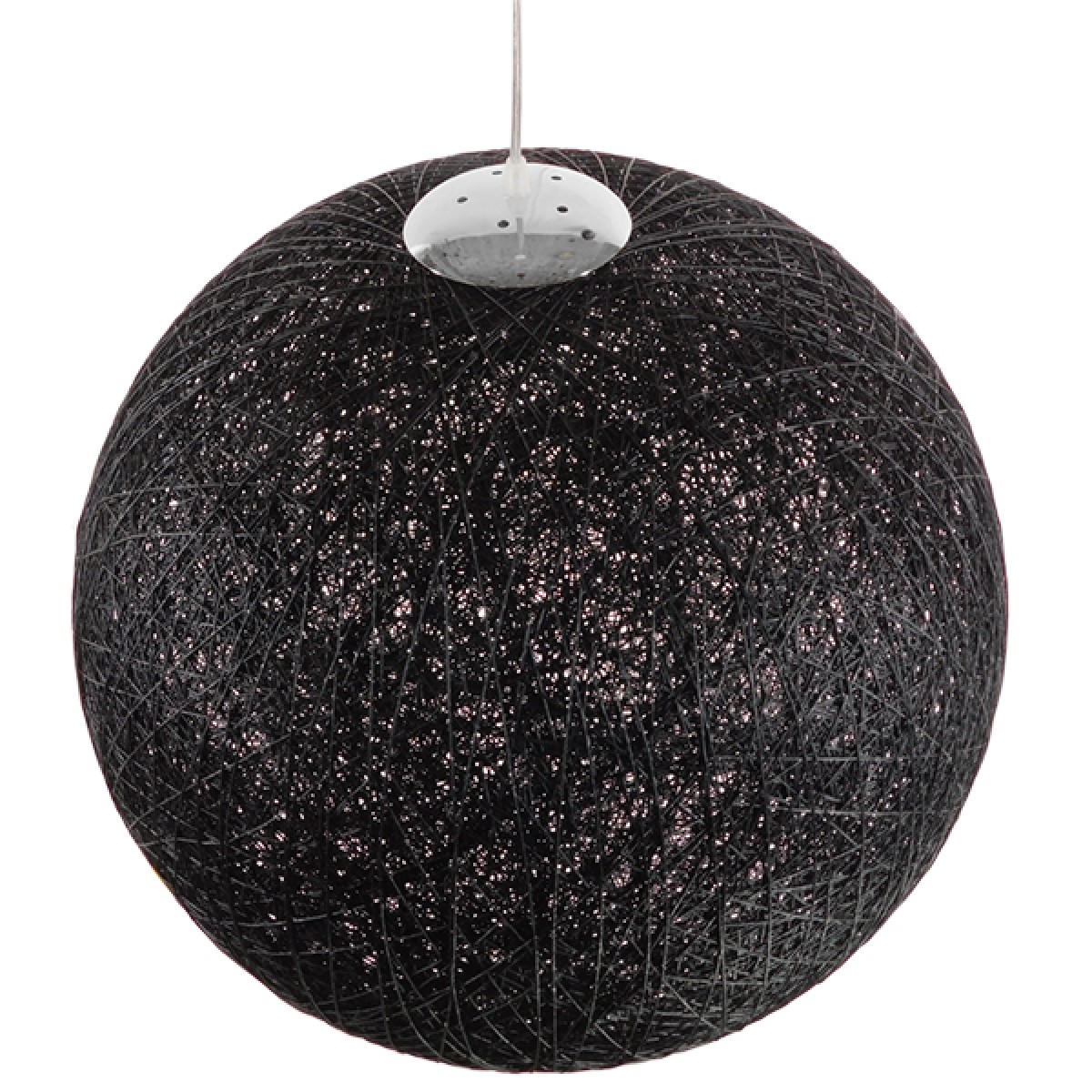GloboStar® OCEANA 01364 Vintage Κρεμαστό Φωτιστικό Μπάλα Μονόφωτο 1 x E27 IP20 Μαύρο Σχοινί - Μ60 x Π60 x Υ60cm