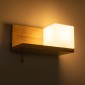 GloboStar® AMITY 01366 Μοντέρνο Επιτοίχιο Φωτιστικό Απλίκα Μονόφωτο 1 x E27 IP20 Μπεζ Ξύλο με Λευκό Γυαλί - Μ30 x Π14.5 x Υ15cm