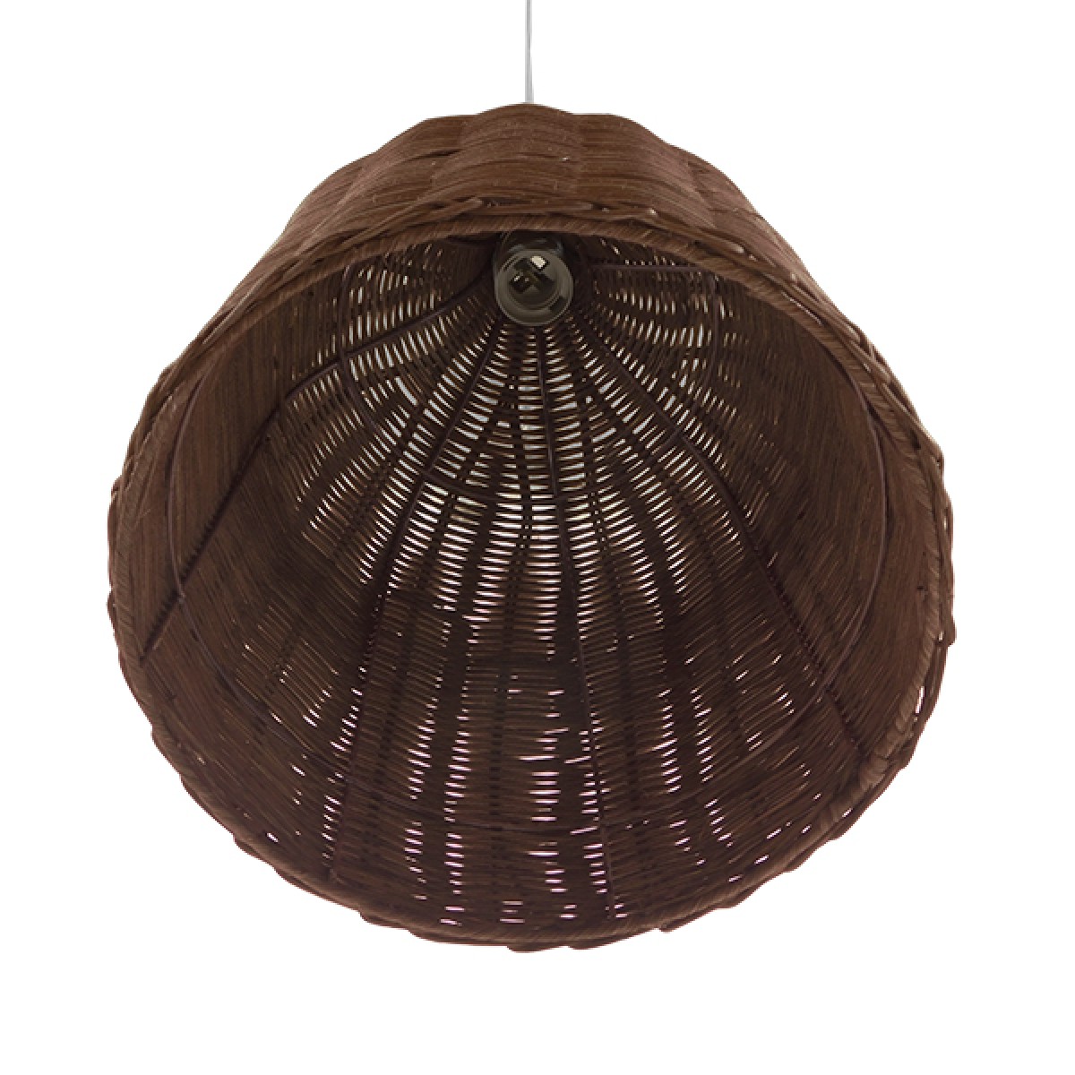 GloboStar® BAHAMAS 01367 Boho Κρεμαστό Φωτιστικό Καμπάνα Μονόφωτο 1 x E27 IP20 Καφέ Ξύλο - Μ30 x Π30 x Υ40cm