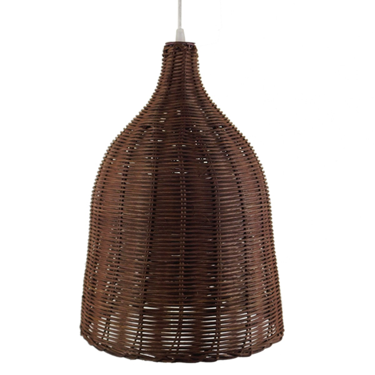 GloboStar® BAHAMAS 01367 Boho Κρεμαστό Φωτιστικό Καμπάνα Μονόφωτο 1 x E27 IP20 Καφέ Ξύλο - Μ30 x Π30 x Υ40cm