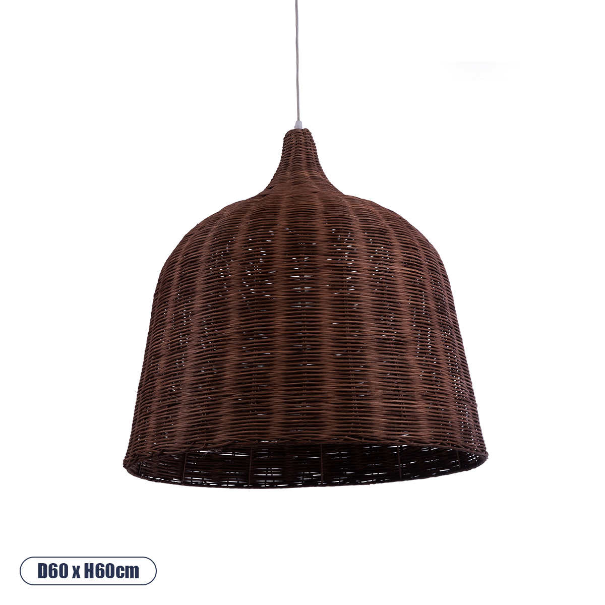 GloboStar® BAHAMAS 01369 Boho Κρεμαστό Φωτιστικό Καμπάνα Μονόφωτο 1 x E27 IP20 Καφέ Ξύλο - Μ60 x Π60 x Υ60cm