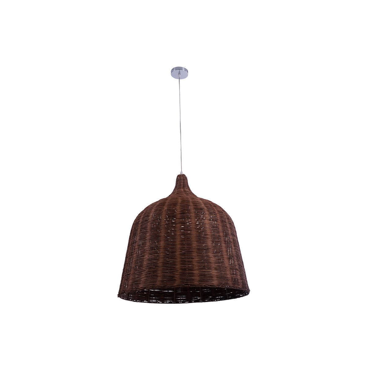 GloboStar® BAHAMAS 01369 Boho Κρεμαστό Φωτιστικό Καμπάνα Μονόφωτο 1 x E27 IP20 Καφέ Ξύλο - Μ60 x Π60 x Υ60cm
