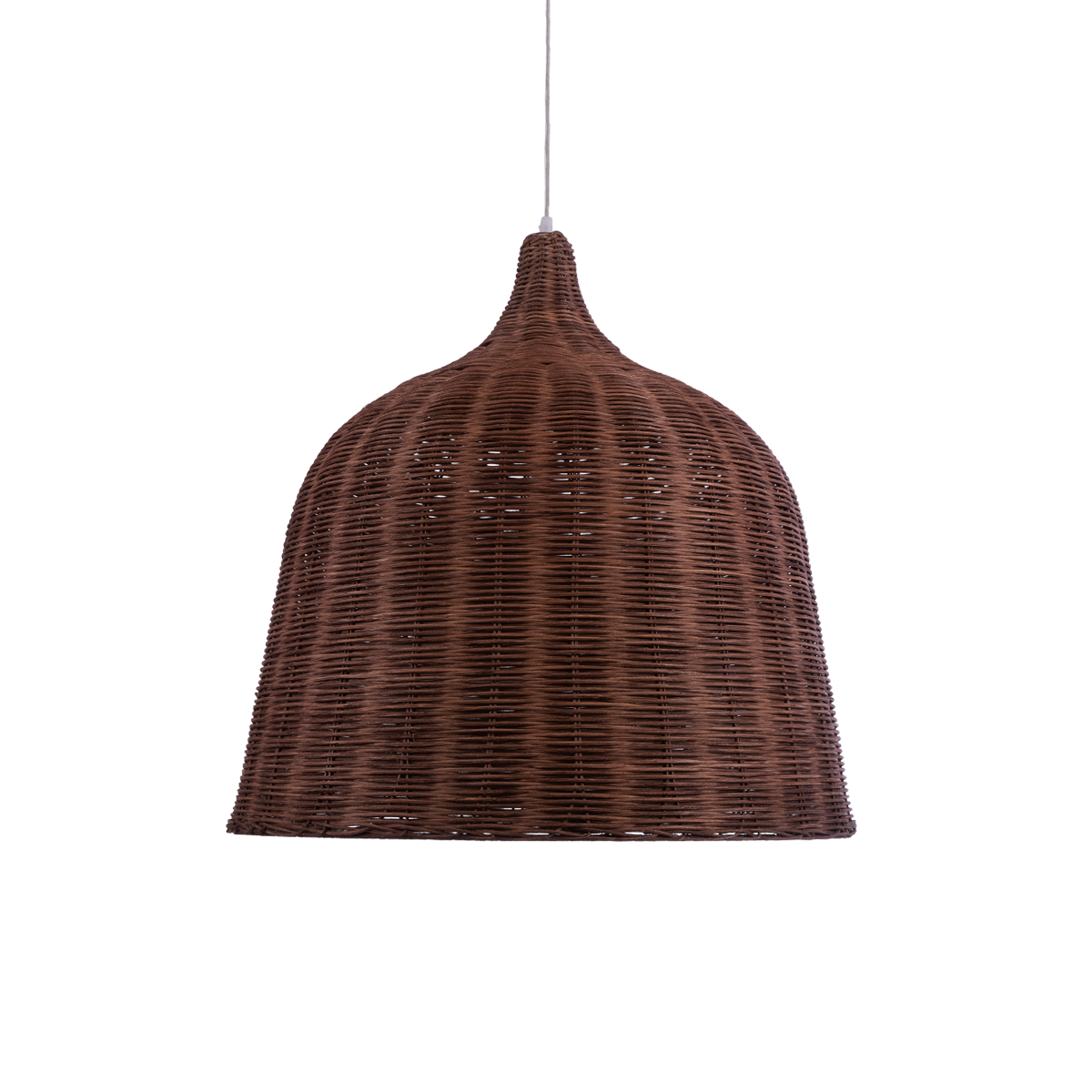 GloboStar® BAHAMAS 01369 Boho Κρεμαστό Φωτιστικό Καμπάνα Μονόφωτο 1 x E27 IP20 Καφέ Ξύλο - Μ60 x Π60 x Υ60cm