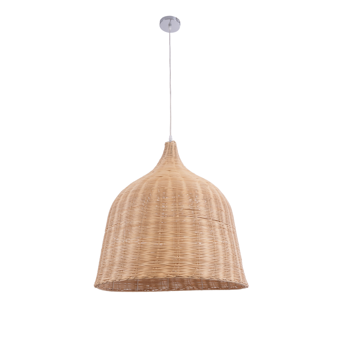 GloboStar® BAHAMAS 01370 Boho Κρεμαστό Φωτιστικό Καμπάνα Μονόφωτο 1 x E27 IP20 Μπεζ Ξύλο - Μ60 x Π60 x Υ60cm