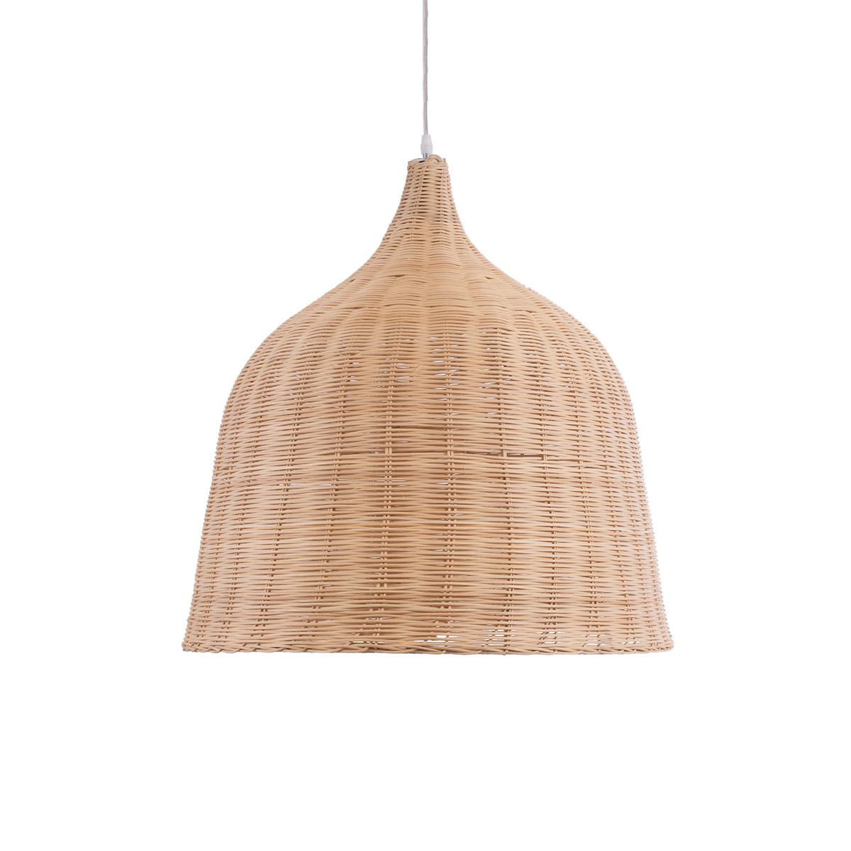 GloboStar® BAHAMAS 01370 Boho Κρεμαστό Φωτιστικό Καμπάνα Μονόφωτο 1 x E27 IP20 Μπεζ Ξύλο - Μ60 x Π60 x Υ60cm