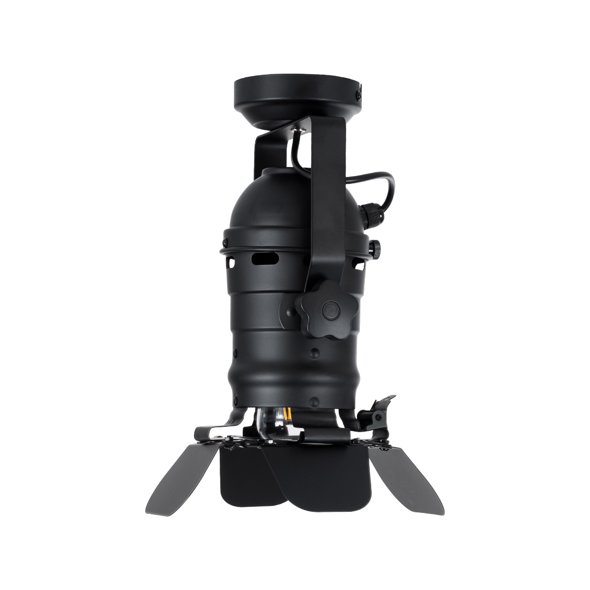GloboStar® DETROIT 01372 Vintage Φωτιστικό Οροφής Πλέγμα Μονόφωτο 1 x E27 IP20 Μαύρο Μέταλλο - Μ26 x Π26 x Υ37cm