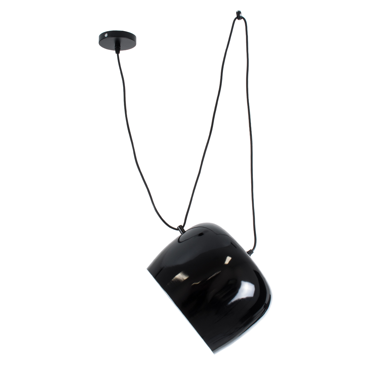 GloboStar® JASPER 01373 Μοντέρνο Κρεμαστό Φωτιστικό Ανάρτηση Μονόφωτο 1 x E27 IP20 Μαύρο & Λευκό Μέταλλο - Μ26.5 x Π26.5 x Υ20.5cm