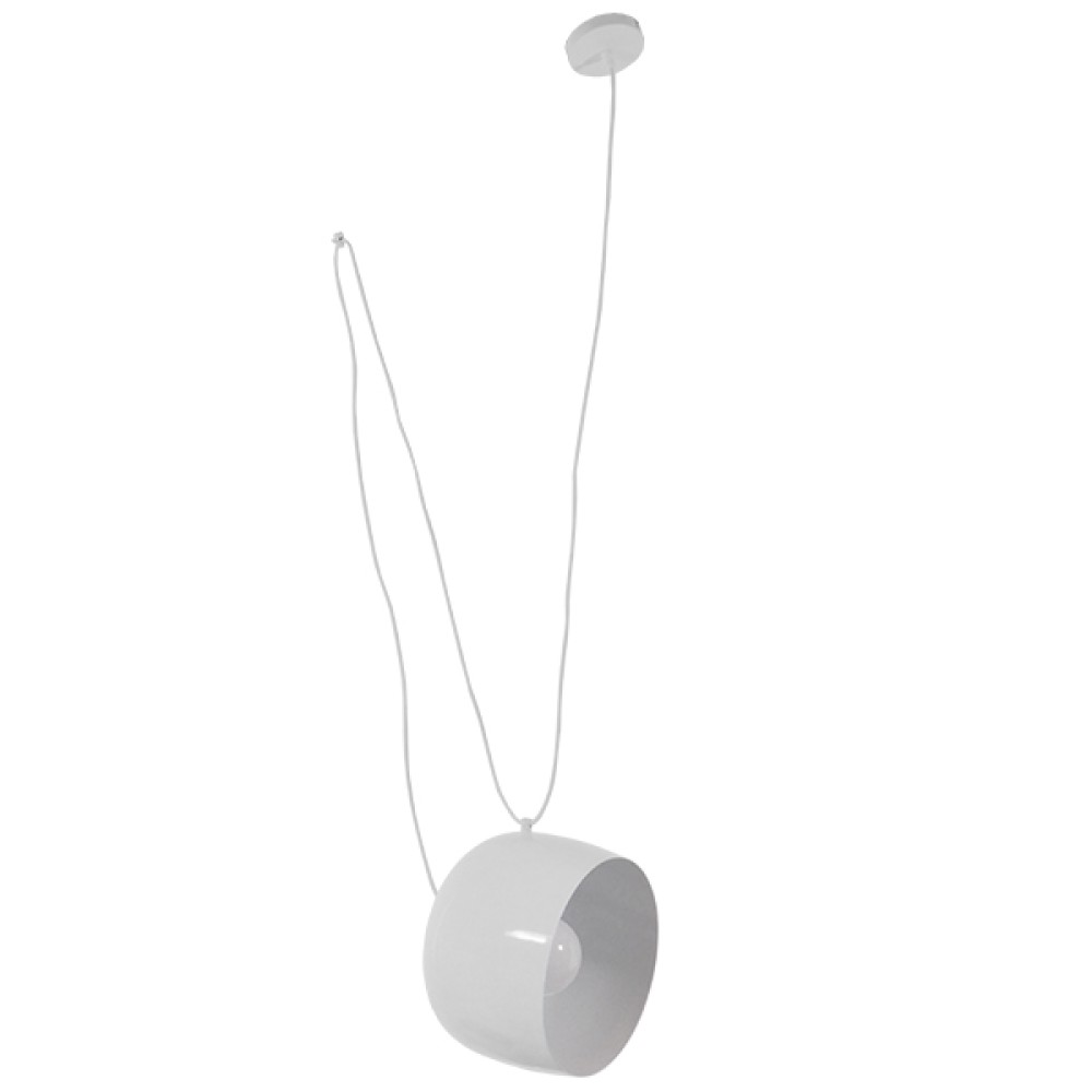 GloboStar® JASPER 01374 Μοντέρνο Κρεμαστό Φωτιστικό Ανάρτηση Μονόφωτο 1 x E27 IP20 Λευκό Μέταλλο - Μ25 x Π25 x Υ22cm