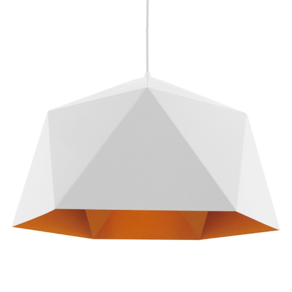 GLOBOSTAR® HEXAGON 01378 Μοντέρνο Κρεμαστό Φωτιστικό Οροφής με Ντουί 1 x E27 AC 220-240V IP20 - Λευκό & Χρυσό - Μ46 x Π46 x Y25cm