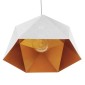 GloboStar® HEXAGON 01378 Μοντέρνο Κρεμαστό Φωτιστικό Οροφής Μονόφωτο Λευκό & Χρυσό Μέταλλο Καμπάνα - Μ46 x Π46 x Y25cm