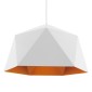 GloboStar® HEXAGON 01378 Μοντέρνο Κρεμαστό Φωτιστικό Οροφής Μονόφωτο Λευκό & Χρυσό Μέταλλο Καμπάνα - Μ46 x Π46 x Y25cm