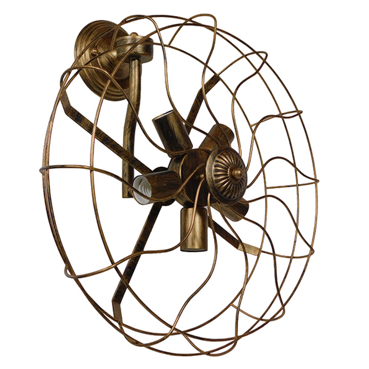 GloboStar® FAN 01381 Vintage Επιτοίχιο Φωτιστικό Απλίκα Πολύφωτο 5 x E27 IP20 Χάλκινο Μέταλλο - Μ46 x Π22 x Υ46cm