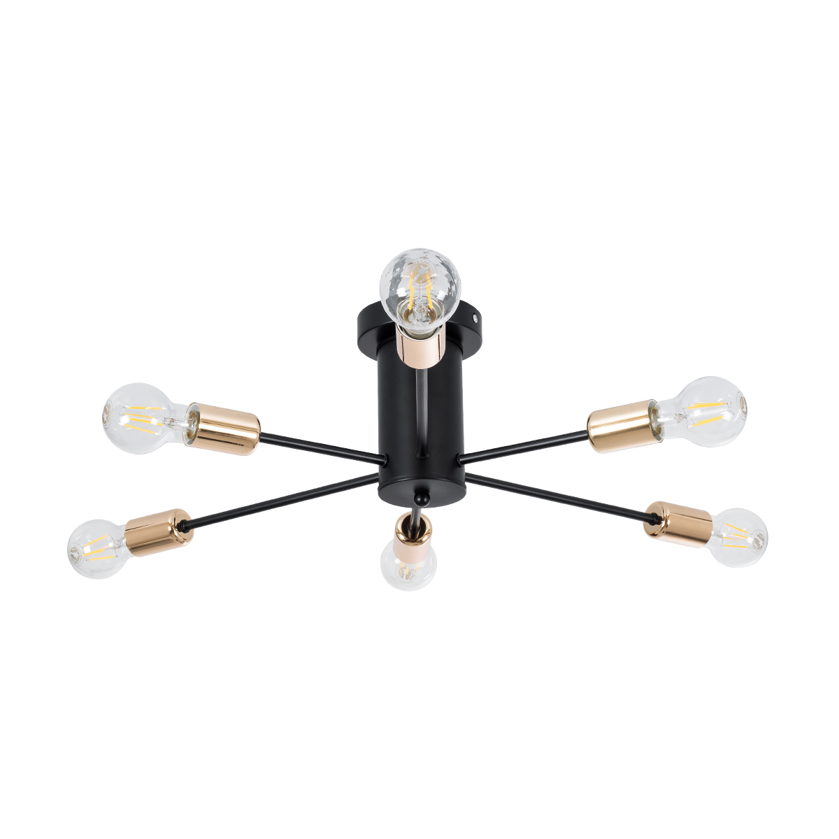 GloboStar® OLINDA 01384 Μοντέρνο Φωτιστικό Οροφής Πλέγμα Πολύφωτο 6 x E27 IP20 Μαύρο & Χάλκινο - Μέταλλο Μ60 x Π60 x Υ20cm