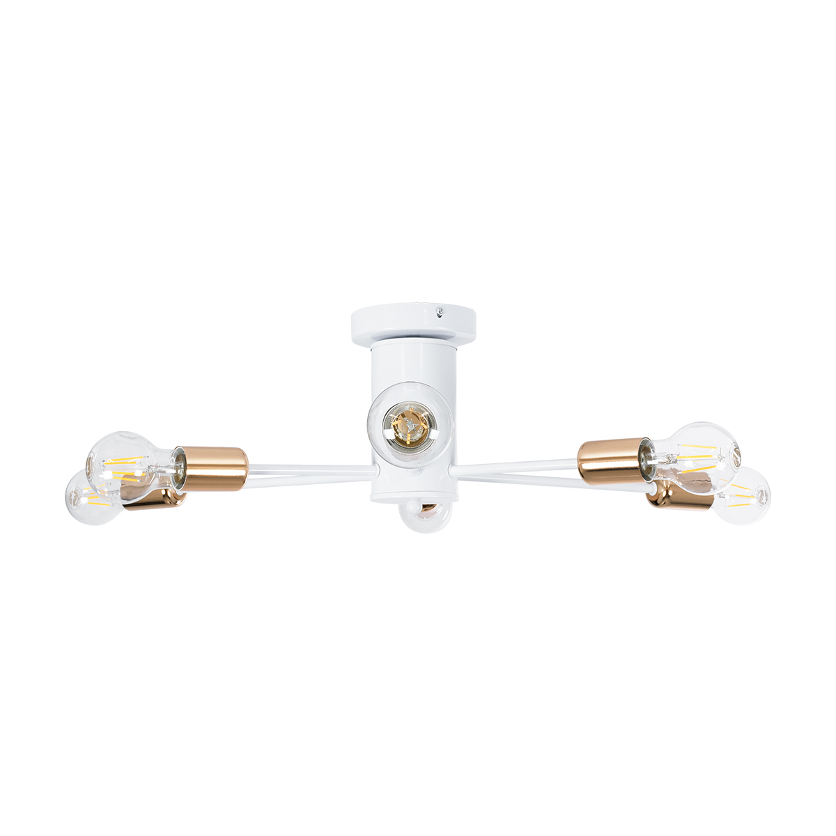 GloboStar® OLINDA 01385 Μοντέρνο Φωτιστικό Οροφής Πλέγμα Πολύφωτο 6 x E27 IP20 Λευκό & Χάλκινο - Μέταλλο Μ60 x Π60 x Υ20cm