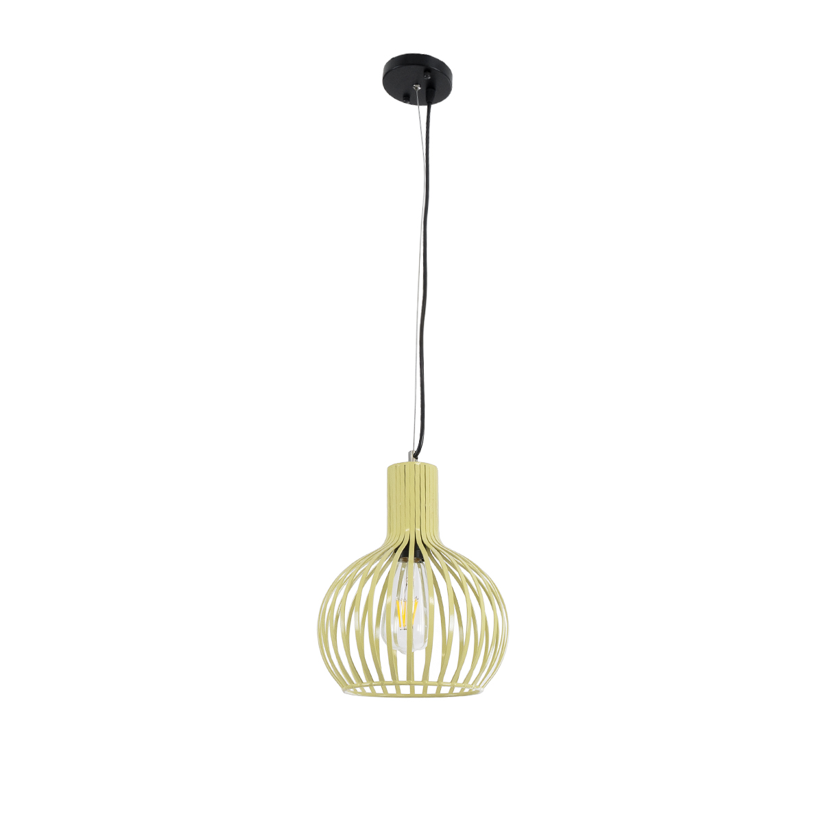 GloboStar® SCANDI 01387 Vintage Κρεμαστό Φωτιστικό Πλέγμα Μονόφωτο 1 x E27 IP20 Μπεζ Μέταλλο - Μ23 x Π23 x Υ30cm