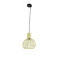 GloboStar® SCANDI 01387 Vintage Κρεμαστό Φωτιστικό Πλέγμα Μονόφωτο 1 x E27 IP20 Μπεζ Μέταλλο - Μ23 x Π23 x Υ30cm