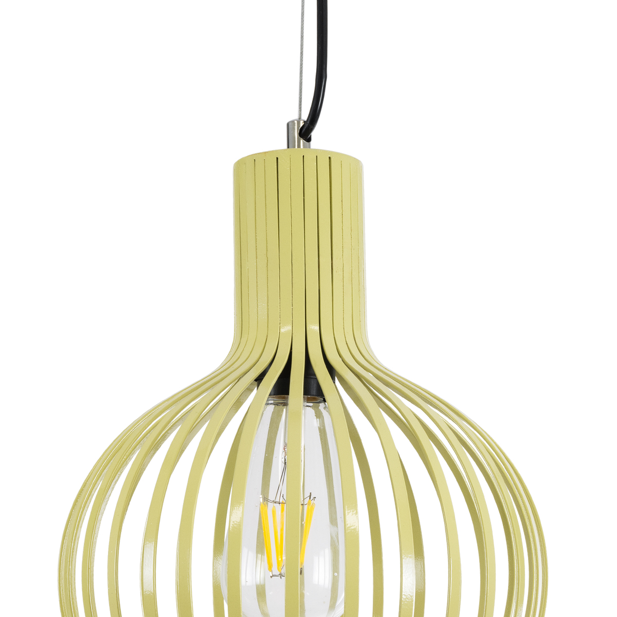 GloboStar® SCANDI 01387 Vintage Κρεμαστό Φωτιστικό Πλέγμα Μονόφωτο 1 x E27 IP20 Μπεζ Μέταλλο - Μ23 x Π23 x Υ30cm