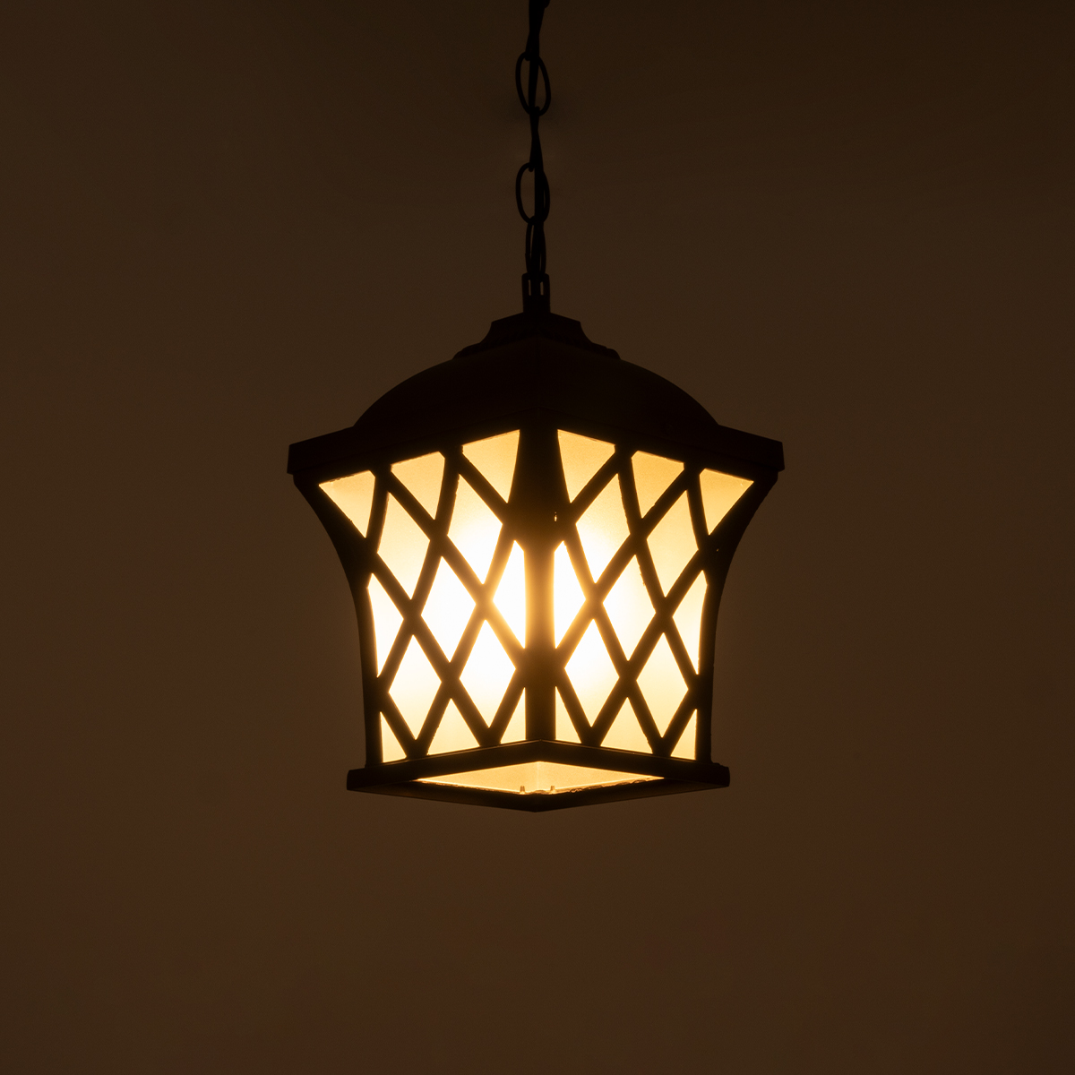 GloboStar® LINCOLN 01399 Vintage Κρεμαστό Φωτιστικό Πλέγμα Μονόφωτο 1 x E27 IP20 Καφέ Μεταλλο με Διάφανο Γυαλί - Μ19 x Π19 x Υ20cm