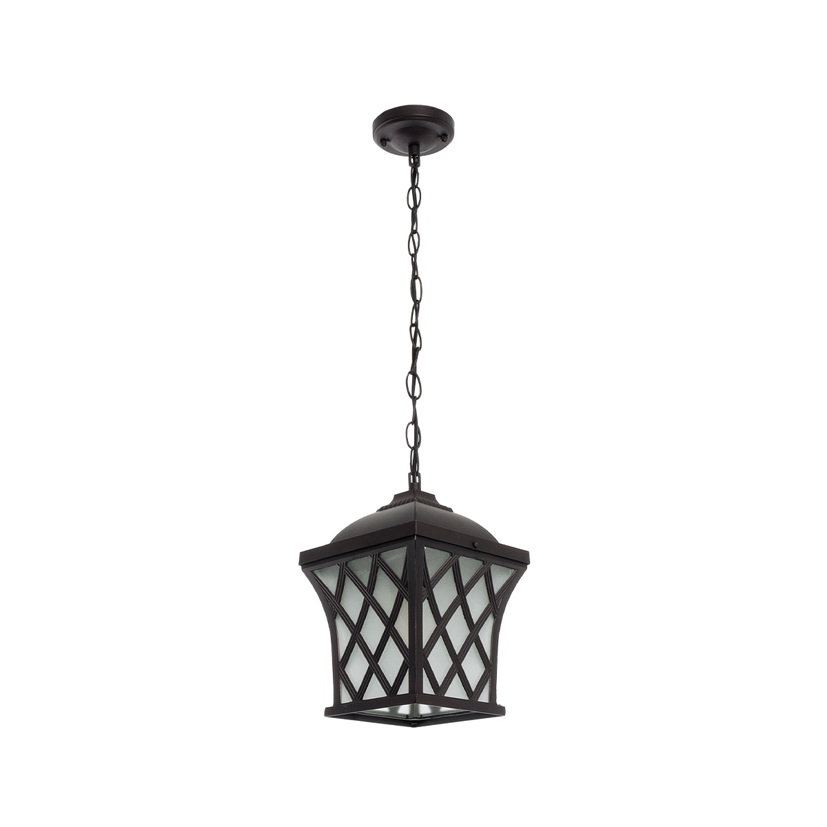 GloboStar® LINCOLN 01399 Vintage Κρεμαστό Φωτιστικό Πλέγμα Μονόφωτο 1 x E27 IP20 Καφέ Μεταλλο με Διάφανο Γυαλί - Μ19 x Π19 x Υ20cm