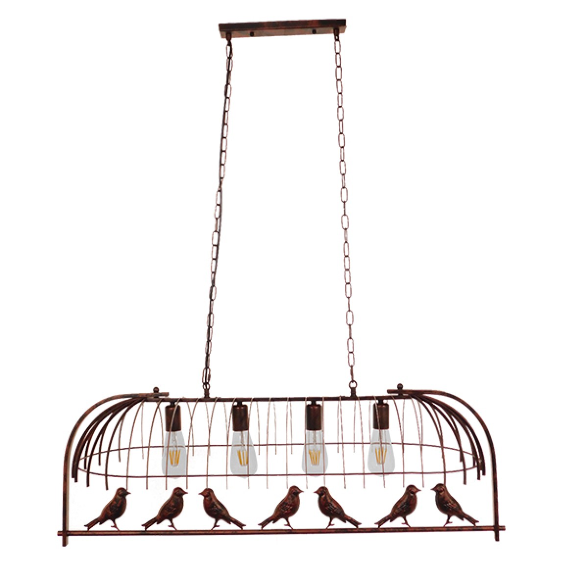 GloboStar® NEST 01402 Vintage Κρεμαστό Φωτιστικό Φιγούρα Πολύφωτο 4 x E27 IP20 Χάλκινο Μέταλλο με Πράσινο Πλαστικό - Μ103 x Π34 x Υ36.5cm