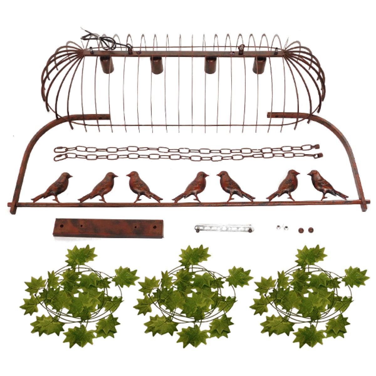 GloboStar® NEST 01402 Vintage Κρεμαστό Φωτιστικό Φιγούρα Πολύφωτο 4 x E27 IP20 Χάλκινο Μέταλλο με Πράσινο Πλαστικό - Μ103 x Π34 x Υ36.5cm
