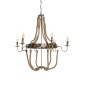GloboStar® VICTORIAN 01404 Vintage Κρεμαστό Φωτιστικό Ανάρτηση Πολύφωτο 6 x E14 IP20 Χάλκινο Μέταλλο με Μπεζ Σχοινί - Μ85 x Π85 x Y85cm