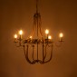 GloboStar® VICTORIAN 01404 Vintage Κρεμαστό Φωτιστικό Ανάρτηση Πολύφωτο 6 x E14 IP20 Χάλκινο Μέταλλο με Μπεζ Σχοινί - Μ85 x Π85 x Y85cm