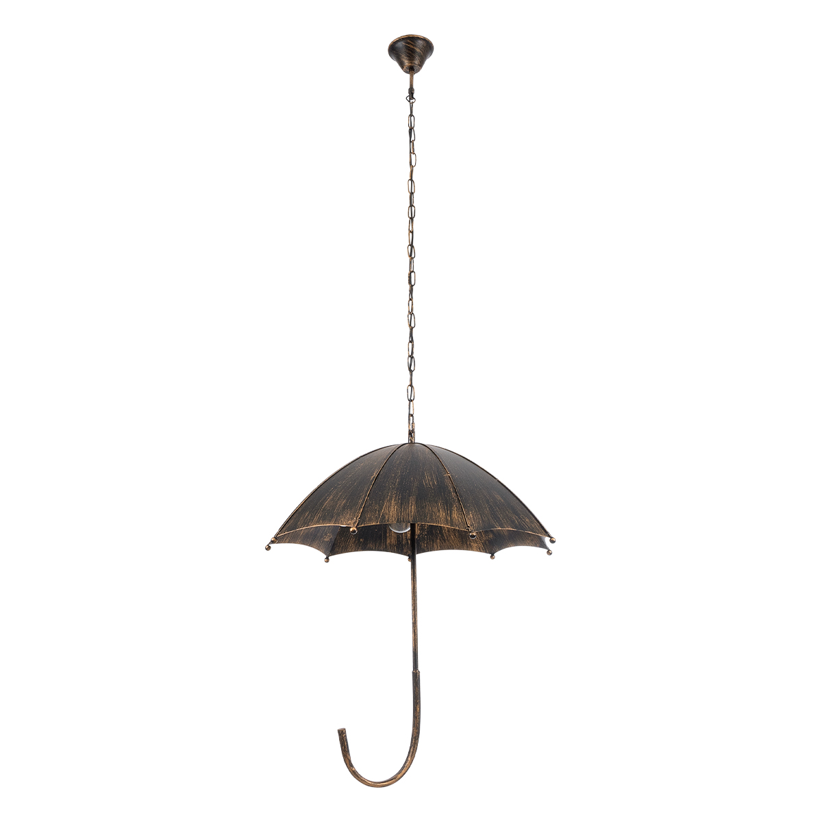 GloboStar® UMBRELLA 01406 Vintage Κρεμαστό Φωτιστικό Φιγούρα Πολύφωτο 5 x E27 IP20 Χάλκινο & Μαύρο Μέταλλο - Μ60 x Π60 x Y65cm