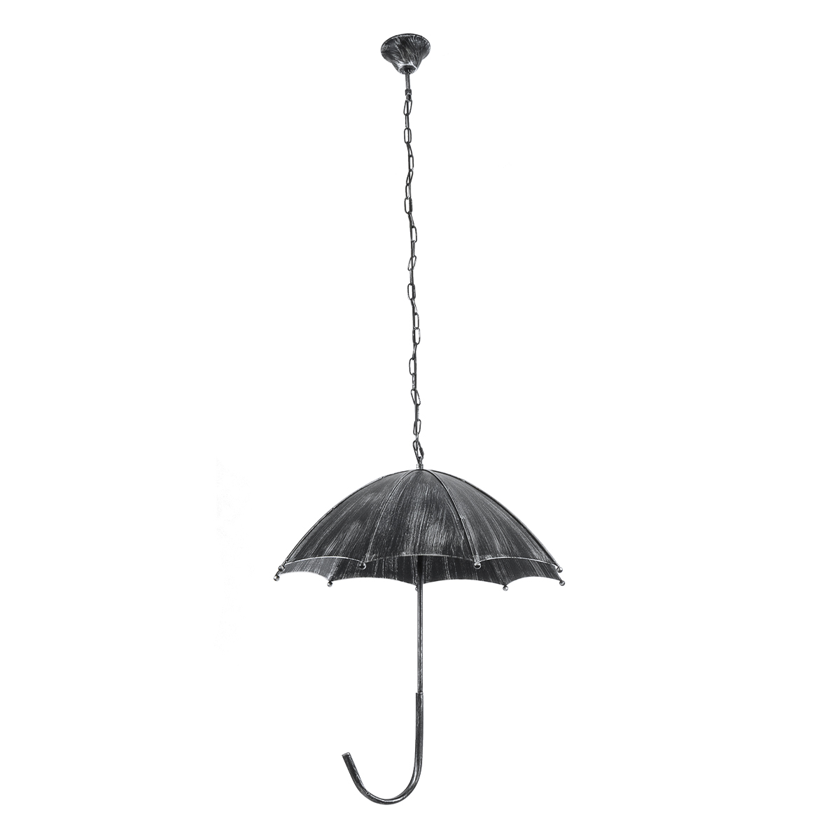 GloboStar® UMBRELLA 01407 Vintage Κρεμαστό Φωτιστικό Φιγούρα Πολύφωτο 5 x E27 IP20 Ασημί Μέταλλο - Μ60 x Π60 x Y65cm