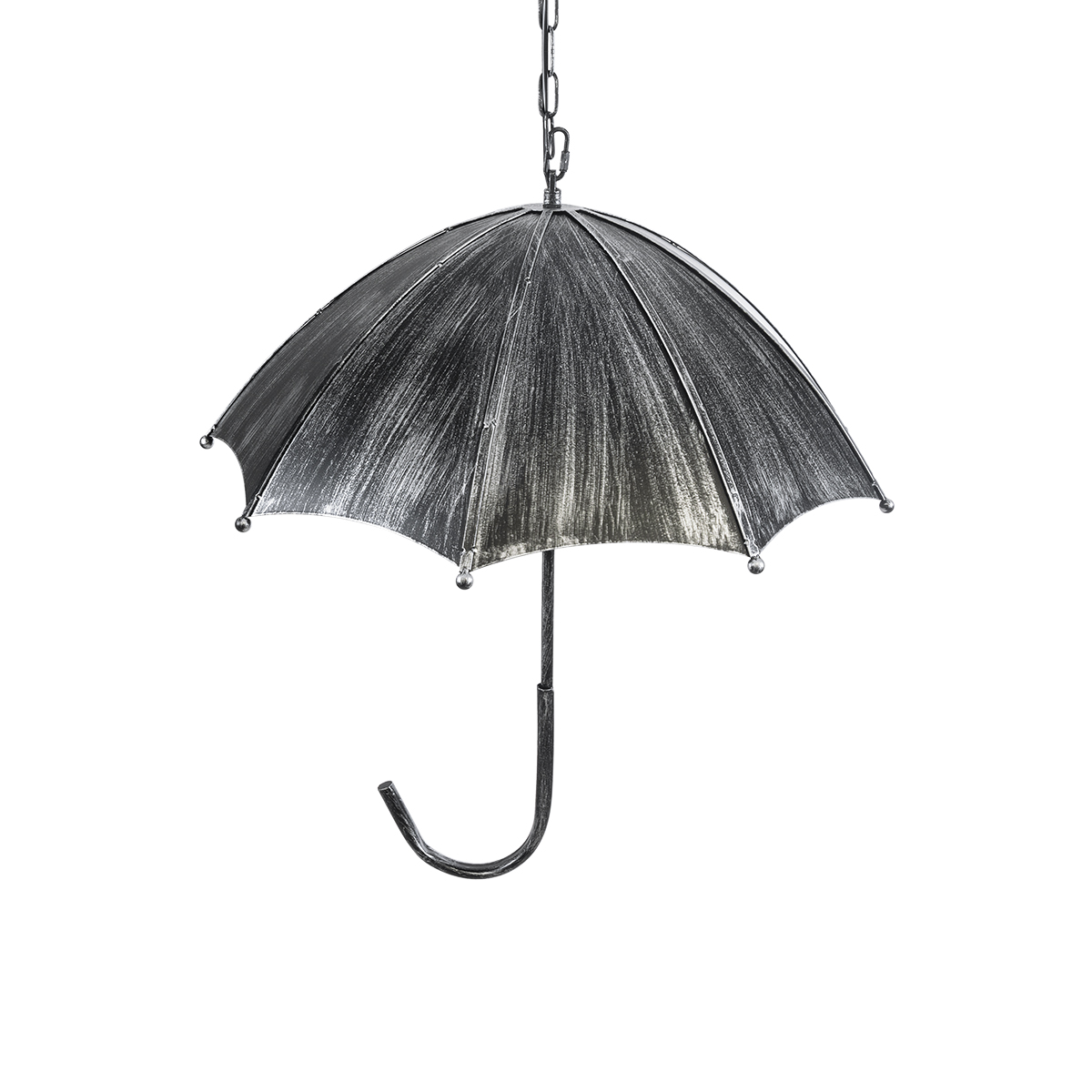 GloboStar® UMBRELLA 01407 Vintage Κρεμαστό Φωτιστικό Φιγούρα Πολύφωτο 5 x E27 IP20 Ασημί Μέταλλο - Μ60 x Π60 x Y65cm