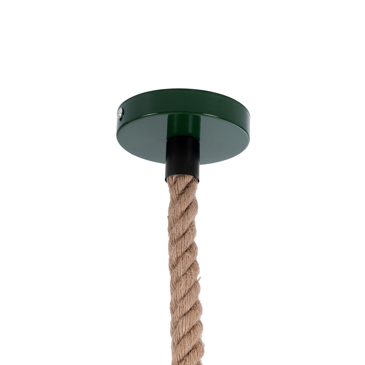 GloboStar® CRANE 01408 Vintage Κρεμαστό Φωτιστικό Μονόφωτο Καμπάνα 1 x E27 IP20 Πράσινο & Λευκό Μέταλλο με Μπεζ Σχοινί - Μ36 x Π36 x Y31cm