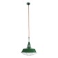 GloboStar® CRANE 01408 Vintage Κρεμαστό Φωτιστικό Μονόφωτο Καμπάνα 1 x E27 IP20 Πράσινο & Λευκό Μέταλλο με Μπεζ Σχοινί - Μ36 x Π36 x Y31cm