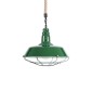 GloboStar® CRANE 01408 Vintage Κρεμαστό Φωτιστικό Μονόφωτο Καμπάνα 1 x E27 IP20 Πράσινο & Λευκό Μέταλλο με Μπεζ Σχοινί - Μ36 x Π36 x Y31cm