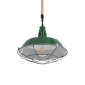 GloboStar® CRANE 01408 Vintage Κρεμαστό Φωτιστικό Μονόφωτο Καμπάνα 1 x E27 IP20 Πράσινο & Λευκό Μέταλλο με Μπεζ Σχοινί - Μ36 x Π36 x Y31cm