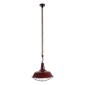 GloboStar® CRANE 01410 Vintage Κρεμαστό Φωτιστικό Μονόφωτο Καμπάνα 1 x E27 IP20 Μπορντό Κόκκινο & Λευκό Μεταλλο με Μπεζ Σχοινί - Μ36 x Π36 x Y31cm