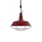 GloboStar® CRANE 01410 Vintage Κρεμαστό Φωτιστικό Μονόφωτο Καμπάνα 1 x E27 IP20 Μπορντό Κόκκινο & Λευκό Μεταλλο με Μπεζ Σχοινί - Μ36 x Π36 x Y31cm