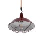 GloboStar® CRANE 01410 Vintage Κρεμαστό Φωτιστικό Μονόφωτο Καμπάνα 1 x E27 IP20 Μπορντό Κόκκινο & Λευκό Μεταλλο με Μπεζ Σχοινί - Μ36 x Π36 x Y31cm