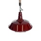 GloboStar® CRANE 01410 Vintage Κρεμαστό Φωτιστικό Μονόφωτο Καμπάνα 1 x E27 IP20 Μπορντό Κόκκινο & Λευκό Μεταλλο με Μπεζ Σχοινί - Μ36 x Π36 x Y31cm