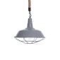 GloboStar® CRANE 01411 Vintage Κρεμαστό Φωτιστικό Μονόφωτο Καμπάνα 1 x E27 IP20 Γκρι & Λευκό Μέταλλο με Μπεζ Σχοινί - Μ36 x Π36 x Y31cm