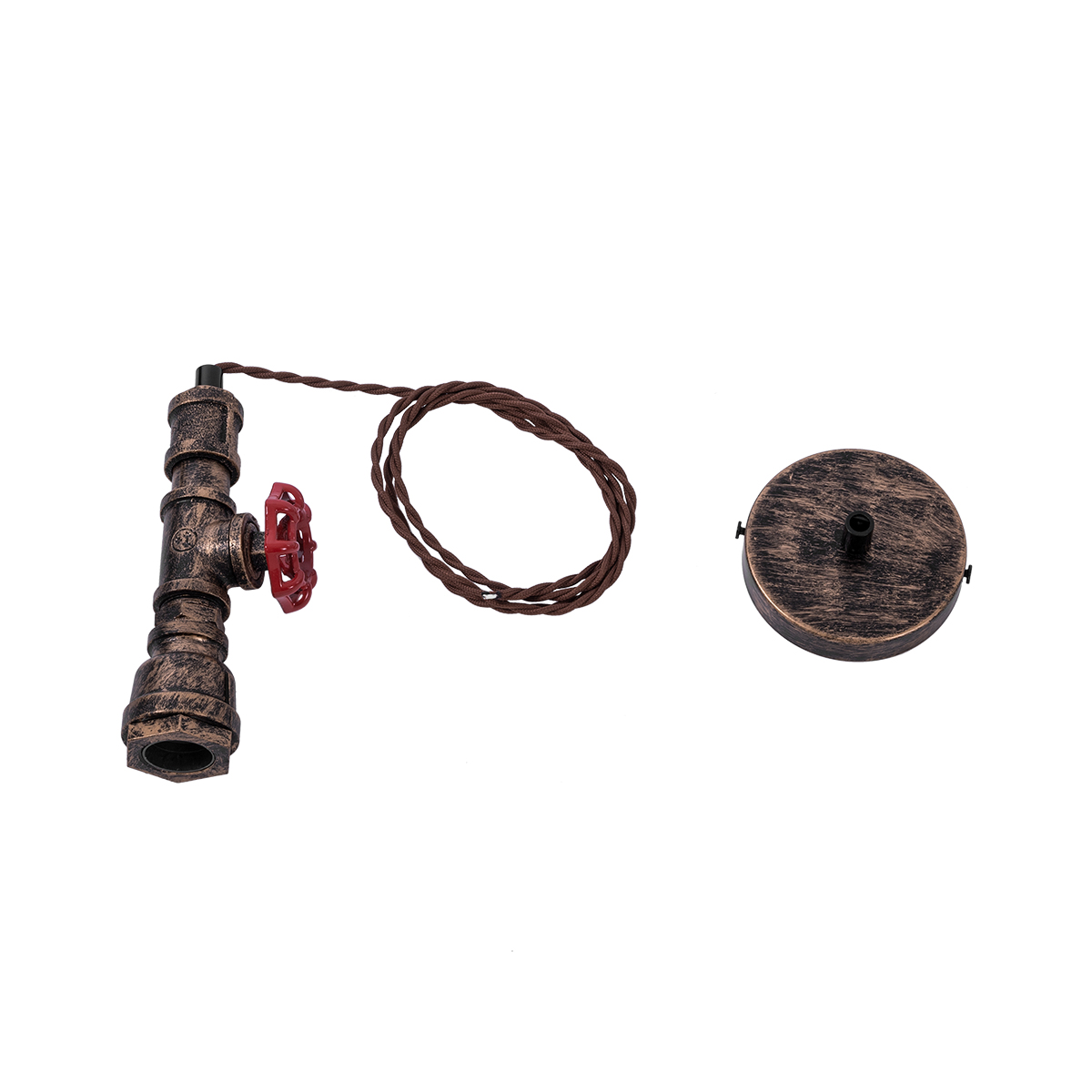 GloboStar® SPIGOT 01413 Vintage Κρεμαστό Φωτιστικό Ανάρτηση Μονόφωτο 1 x E27 IP20 Χάλκινο & Κόκκινο Μεταλλο - Μ5 x Π5 x Y20cm