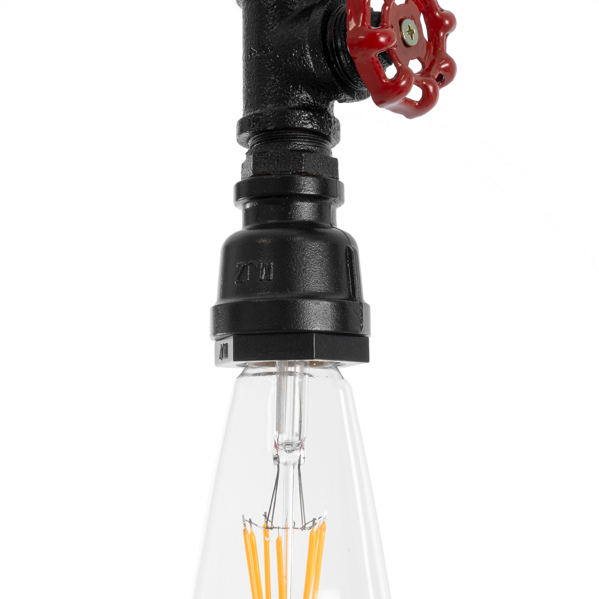 GloboStar® SPIGOT 01415 Vintage Κρεμαστό Φωτιστικό Ανάρτηση Μονόφωτο 1 x E27 IP20 Μαύρο & Κόκκινο Μέταλλο - Μ5 x Π5 x Y20cm