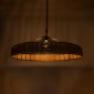 GloboStar® SAHARA 01416 Moντέρνο Κρεμαστό Φωτιστικό Καπέλο Μονόφωτο 1 x E27 IP20 Μαύρο Μέταλλο με Μπεζ Σχοινί - Μ80 x Π80 x Y25cm
