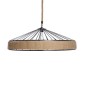 GloboStar® SAHARA 01416 Moντέρνο Κρεμαστό Φωτιστικό Καπέλο Μονόφωτο 1 x E27 IP20 Μαύρο Μέταλλο με Μπεζ Σχοινί - Μ80 x Π80 x Y25cm