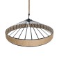 GloboStar® SAHARA 01416 Moντέρνο Κρεμαστό Φωτιστικό Καπέλο Μονόφωτο 1 x E27 IP20 Μαύρο Μέταλλο με Μπεζ Σχοινί - Μ80 x Π80 x Y25cm
