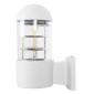 GloboStar® NEWI 01418 Μοντέρνο Επιτοίχιο Φωτιστικό Απλίκα Μονόφωτο 1 x E27 IP20 Λευκό & Ασημί Μέταλλο με Διάφανο Γυαλί - Μ11 x Π17 x Υ23cm